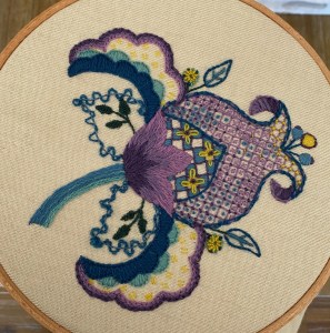 Crewelwork Bud, by Donna, CA