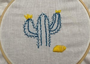 Hand embroidered cactus